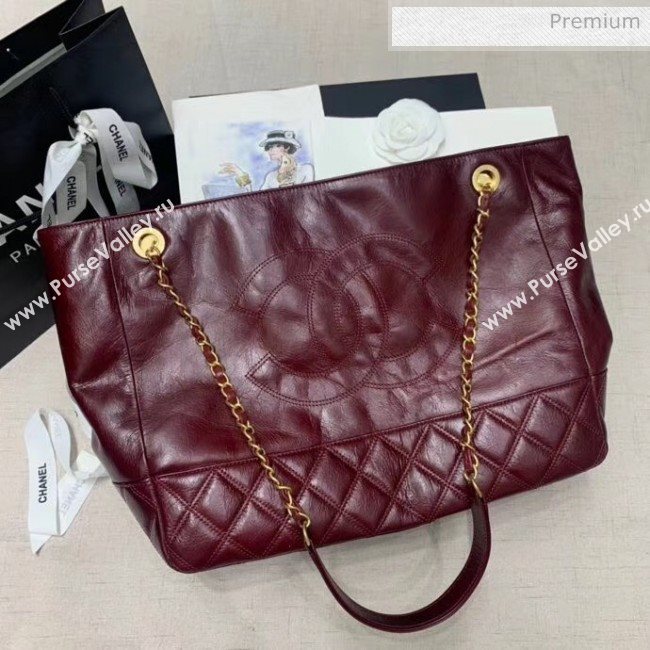 Chanel Quilted Waxy Calfskin Shopping Bag Burgundy 2020 (JY-20061518)