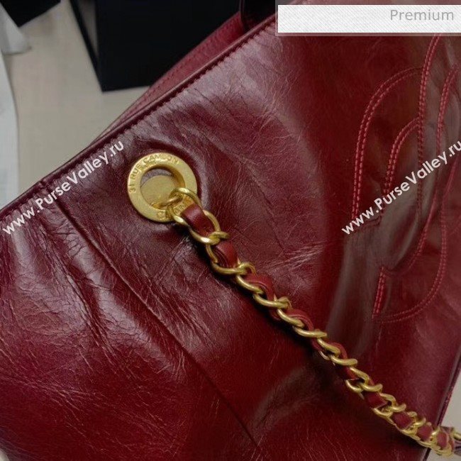 Chanel Quilted Waxy Calfskin Shopping Bag Burgundy 2020 (JY-20061518)