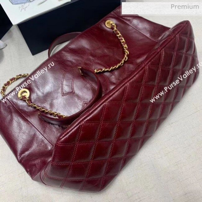 Chanel Quilted Waxy Calfskin Shopping Bag Burgundy 2020 (JY-20061518)