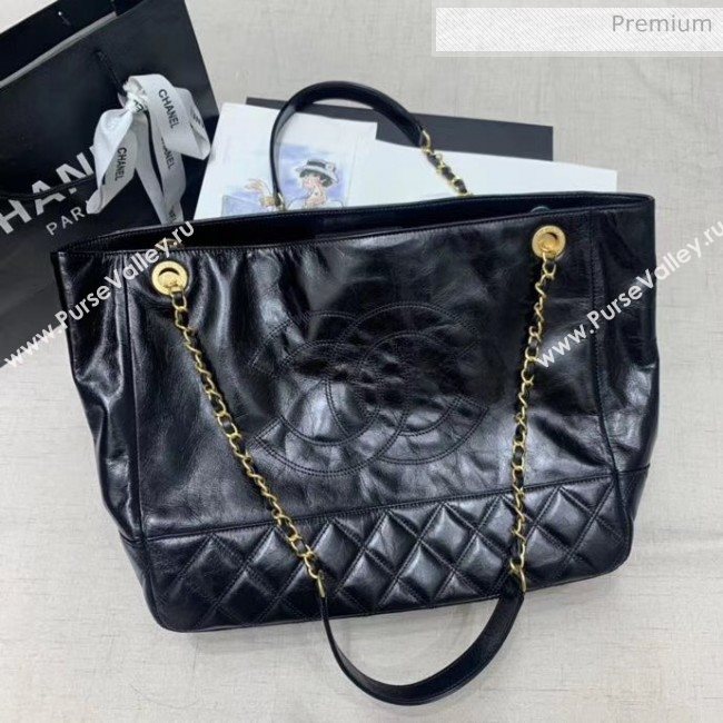 Chanel Quilted Waxy Calfskin Shopping Bag Black 2020 (JY-20061519)