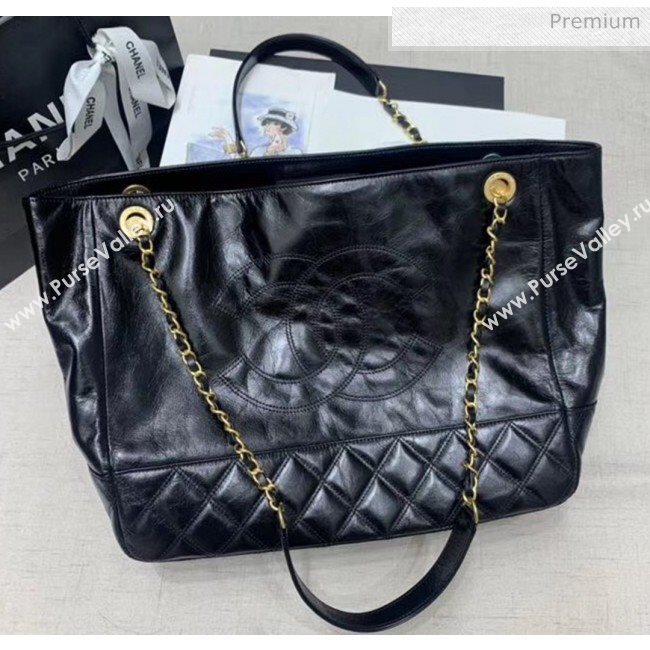 Chanel Quilted Waxy Calfskin Shopping Bag Black 2020 (JY-20061519)