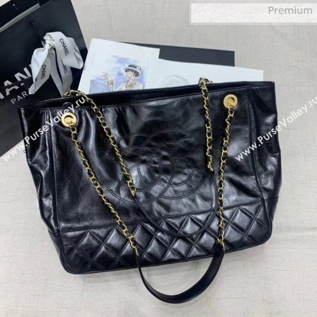 Chanel Quilted Waxy Calfskin Shopping Bag Black 2020 (JY-20061519)