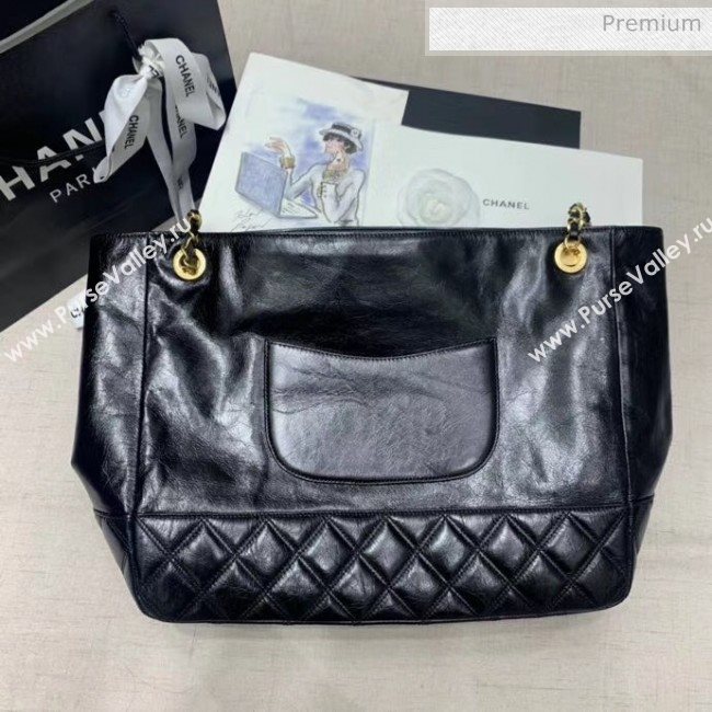 Chanel Quilted Waxy Calfskin Shopping Bag Black 2020 (JY-20061519)