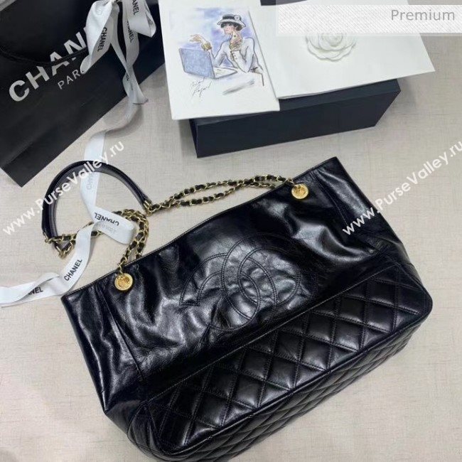 Chanel Quilted Waxy Calfskin Shopping Bag Black 2020 (JY-20061519)