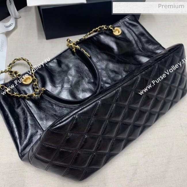 Chanel Quilted Waxy Calfskin Shopping Bag Black 2020 (JY-20061519)