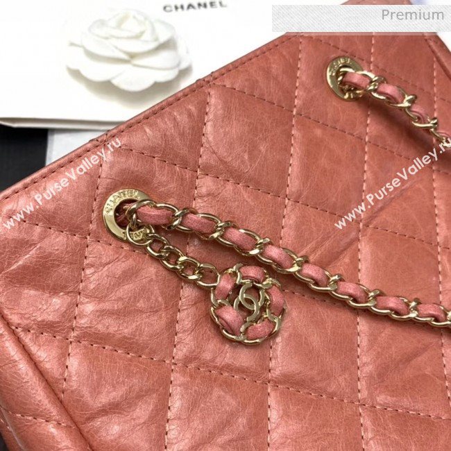 Chanel Crinkled Waxy Calfskin Shopping Bag With Charm Orange Red 2020 (JY-20061525)