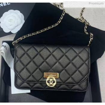 Chanel Deer Veins Calfskin Wallet On Chain Bag Black 2020 (JY-20061605)