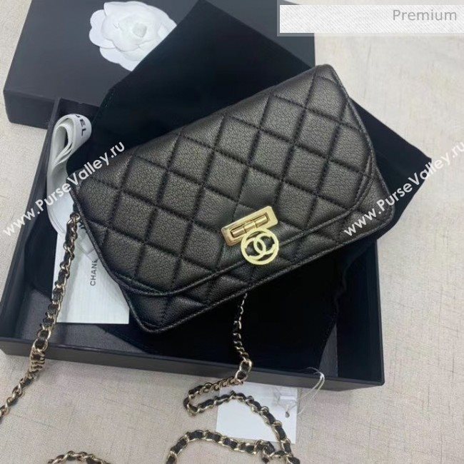 Chanel Deer Veins Calfskin Wallet On Chain Bag Black 2020 (JY-20061605)