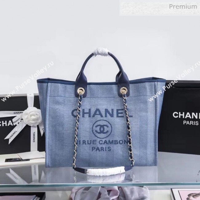 Chanel Mixed Fibers And Calfskin Shopping Bag A66941 Blue 2020 (JY-20061532)