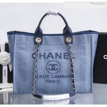 Chanel Mixed Fibers And Calfskin Shopping Bag A66941 Blue 2020 (JY-20061532)