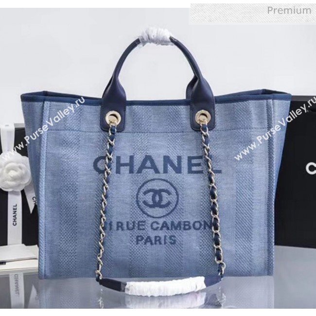 Chanel Mixed Fibers And Calfskin Shopping Bag A66941 Blue 2020 (JY-20061532)