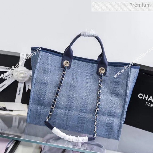 Chanel Mixed Fibers And Calfskin Shopping Bag A66941 Blue 2020 (JY-20061532)