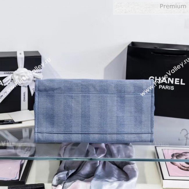 Chanel Mixed Fibers And Calfskin Shopping Bag A66941 Blue 2020 (JY-20061532)