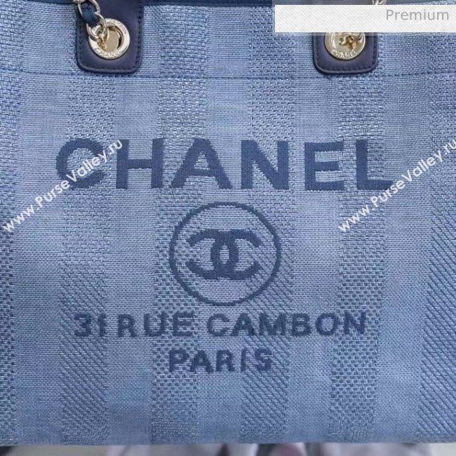 Chanel Mixed Fibers And Calfskin Shopping Bag A66941 Blue 2020 (JY-20061532)