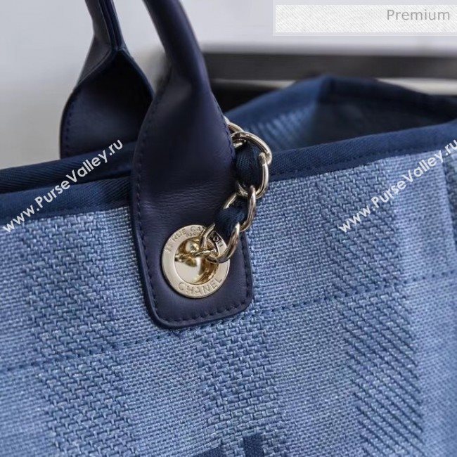 Chanel Mixed Fibers And Calfskin Shopping Bag A66941 Blue 2020 (JY-20061532)