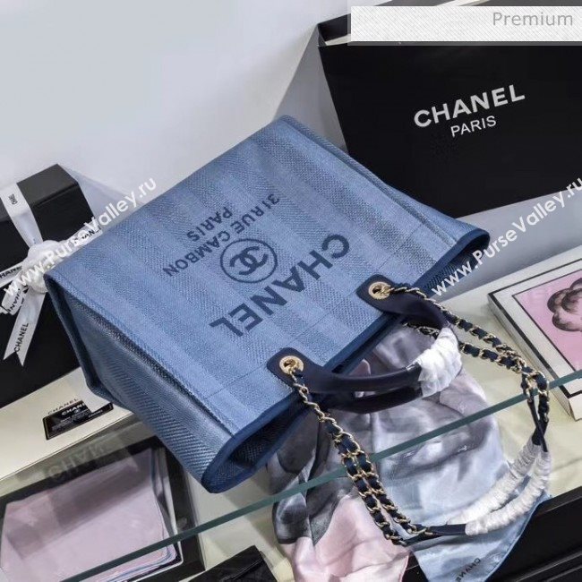 Chanel Mixed Fibers And Calfskin Shopping Bag A66941 Blue 2020 (JY-20061532)