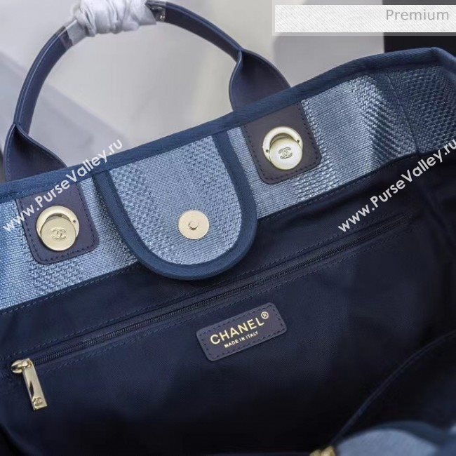 Chanel Mixed Fibers And Calfskin Shopping Bag A66941 Blue 2020 (JY-20061532)