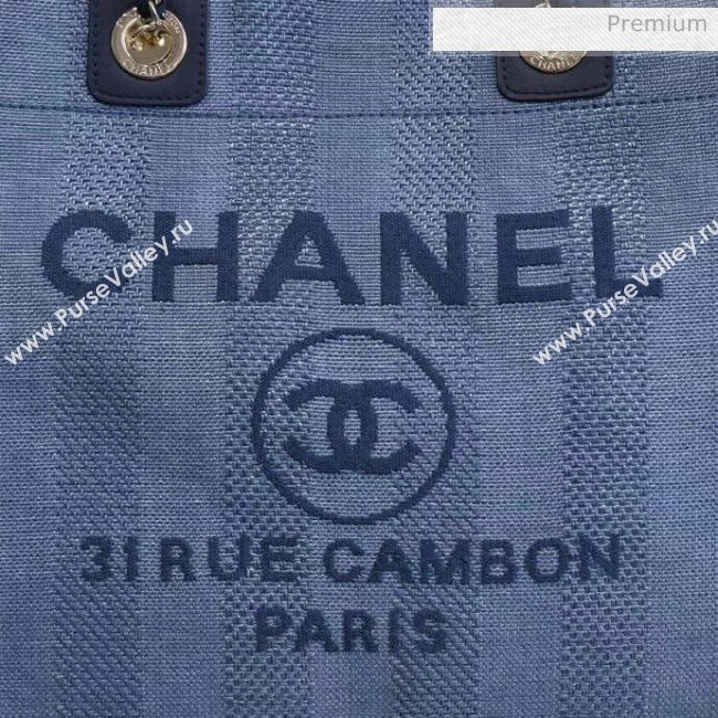 Chanel Mixed Fibers And Calfskin Small Shopping Bag Blue 2020 (JY-20061531)