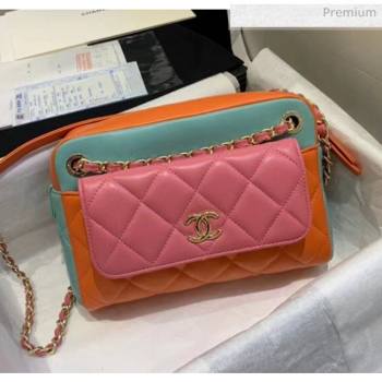 Chanel Small Camera Case in Lambskin AS1367 Pink/Orange/Green 2020 (JY-20061535)