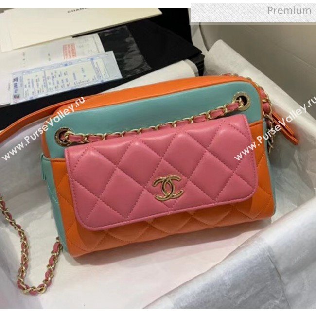 Chanel Small Camera Case in Lambskin AS1367 Pink/Orange/Green 2020 (JY-20061535)