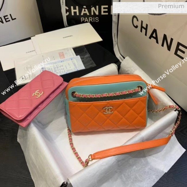 Chanel Small Camera Case in Lambskin AS1367 Pink/Orange/Green 2020 (JY-20061535)