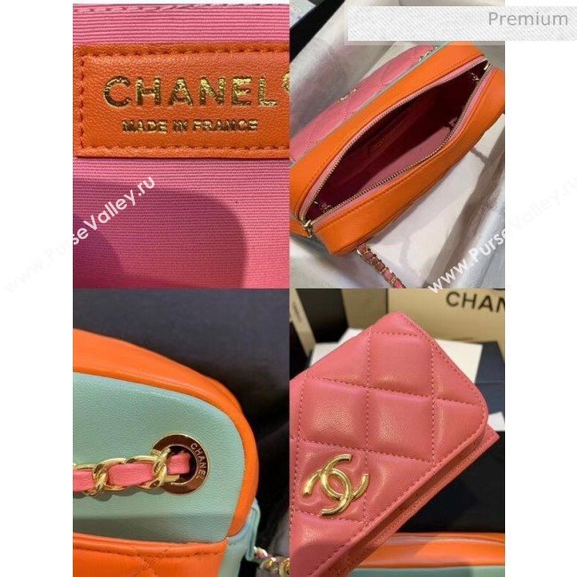 Chanel Small Camera Case in Lambskin AS1367 Pink/Orange/Green 2020 (JY-20061535)