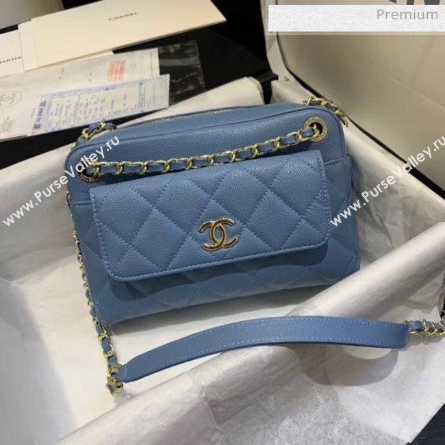 Chanel Small Camera Case in Grained Calfskin AS1367 Denim Blue 2020 (JY-20061536)