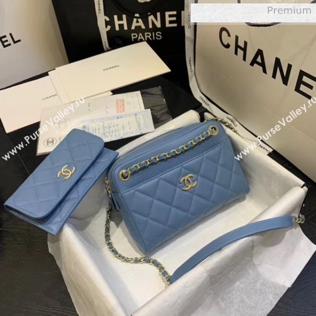 Chanel Small Camera Case in Grained Calfskin AS1367 Denim Blue 2020 (JY-20061536)