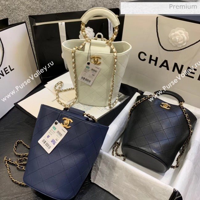 Chanel Calfskin Bucket Backpack With Round Handle AS1362 White 2020 (JY-20061540)