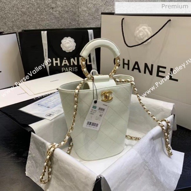 Chanel Calfskin Bucket Backpack With Round Handle AS1362 White 2020 (JY-20061540)