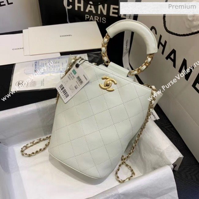 Chanel Calfskin Bucket Backpack With Round Handle AS1362 White 2020 (JY-20061540)