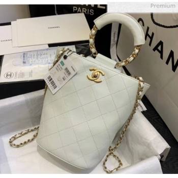 Chanel Calfskin Bucket Backpack With Round Handle AS1362 White 2020 (JY-20061540)
