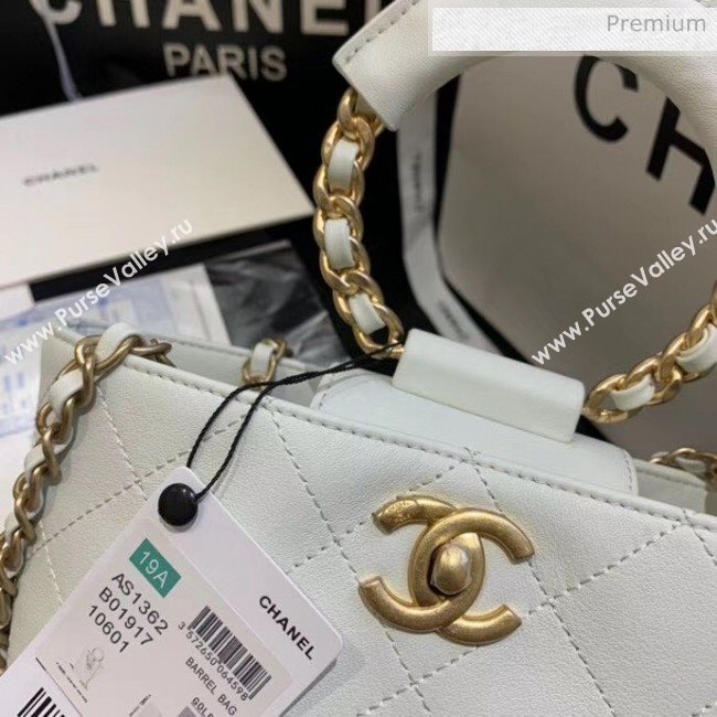 Chanel Calfskin Bucket Backpack With Round Handle AS1362 White 2020 (JY-20061540)