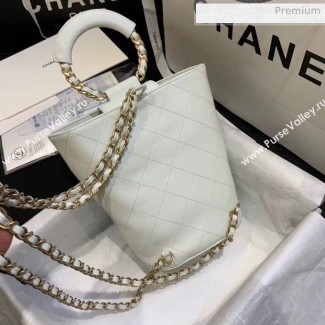 Chanel Calfskin Bucket Backpack With Round Handle AS1362 White 2020 (JY-20061540)