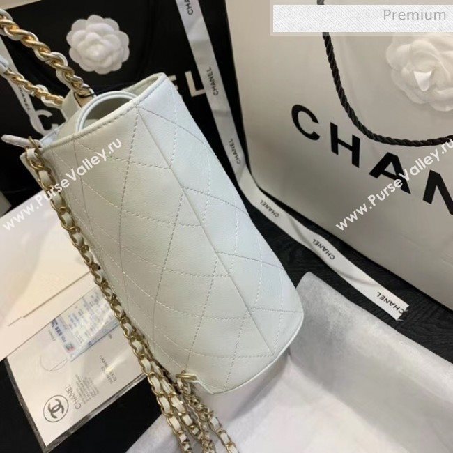 Chanel Calfskin Bucket Backpack With Round Handle AS1362 White 2020 (JY-20061540)