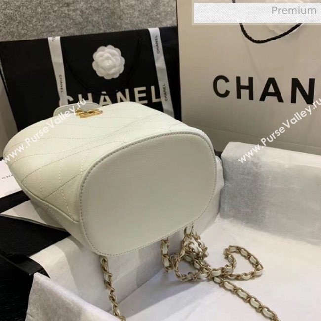 Chanel Calfskin Bucket Backpack With Round Handle AS1362 White 2020 (JY-20061540)