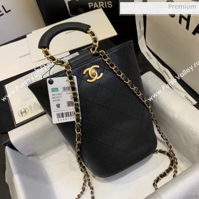 Chanel Calfskin Bucket Backpack With Round Handle AS1362 Black 2020 (JY-20061541)