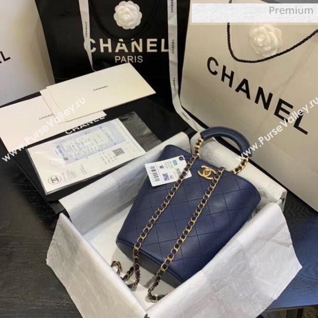 Chanel Calfskin Bucket Backpack With Round Handle AS1362 Blue 2020 (JY-20061542)