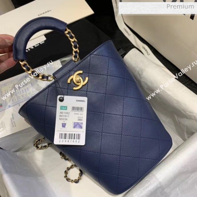 Chanel Calfskin Bucket Backpack With Round Handle AS1362 Blue 2020 (JY-20061542)