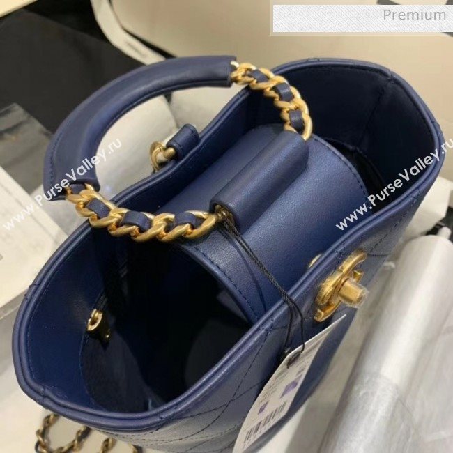 Chanel Calfskin Bucket Backpack With Round Handle AS1362 Blue 2020 (JY-20061542)