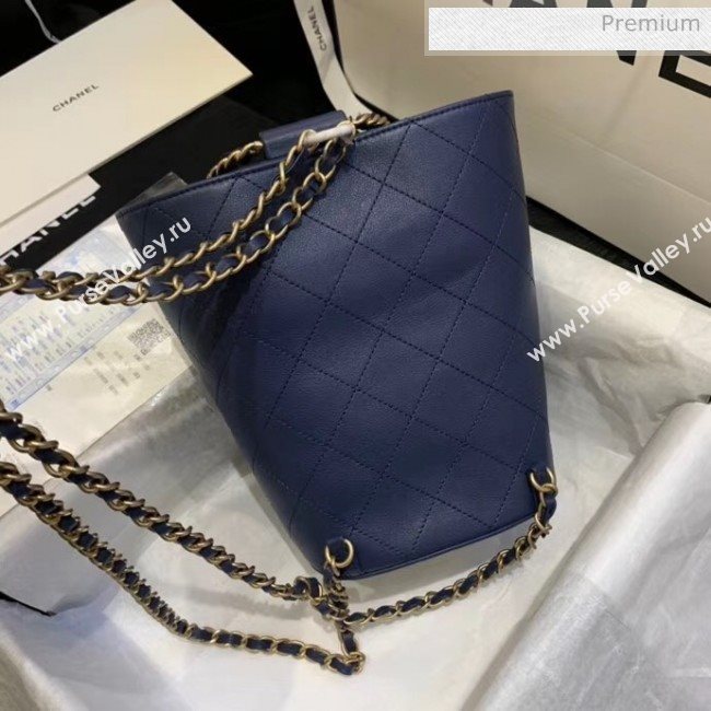 Chanel Calfskin Bucket Backpack With Round Handle AS1362 Blue 2020 (JY-20061542)