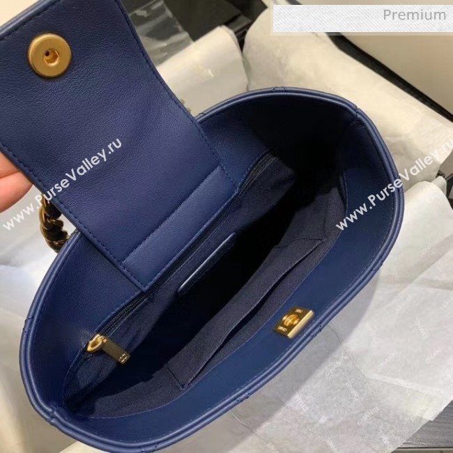 Chanel Calfskin Bucket Backpack With Round Handle AS1362 Blue 2020 (JY-20061542)