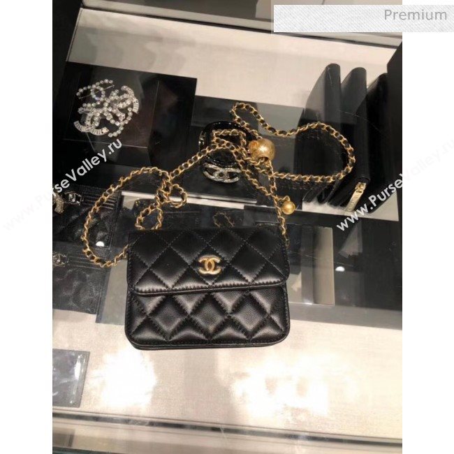 Chanel Quilted Lambskin Waist Bag With Metal Ball AP1465 Black 2020 (JY-20061543)