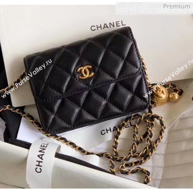 Chanel Quilted Lambskin Waist Bag With Metal Ball AP1465 Black 2020 (JY-20061543)
