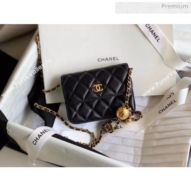 Chanel Quilted Lambskin Waist Bag With Metal Ball AP1465 Black 2020 (JY-20061543)