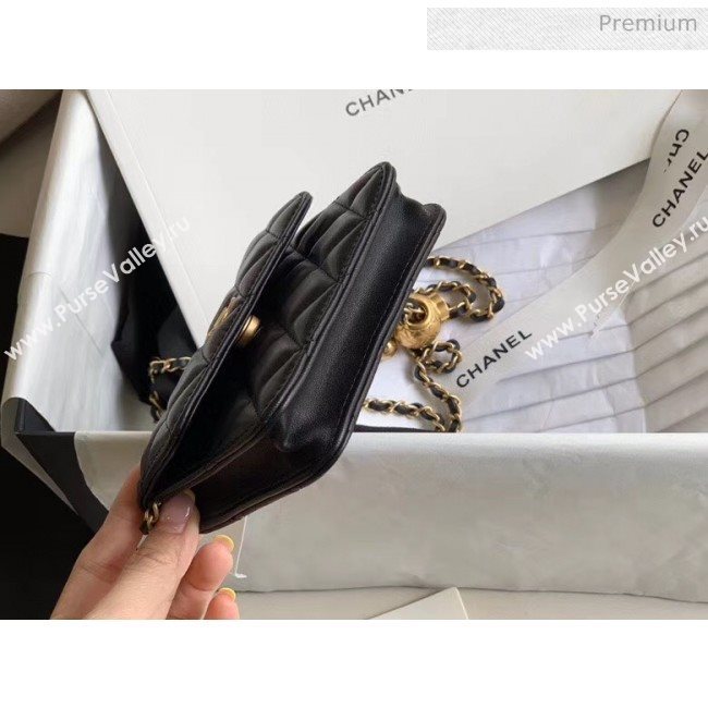 Chanel Quilted Lambskin Waist Bag With Metal Ball AP1465 Black 2020 (JY-20061543)