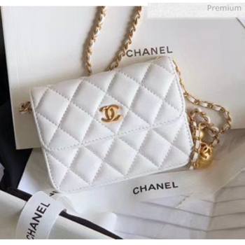Chanel Quilted Lambskin Waist Bag With Metal Ball AP1465 White 2020 (JY-20061545)