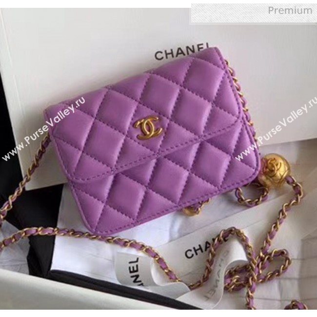 Chanel Quilted Lambskin Waist Bag With Metal Ball AP1465 Purple 2020 (JY-20061546)