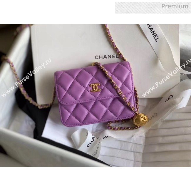 Chanel Quilted Lambskin Waist Bag With Metal Ball AP1465 Purple 2020 (JY-20061546)