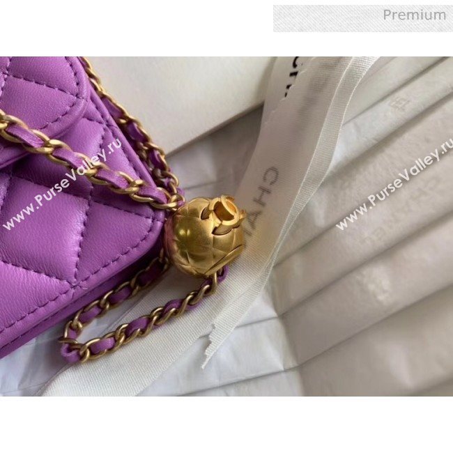 Chanel Quilted Lambskin Waist Bag With Metal Ball AP1465 Purple 2020 (JY-20061546)